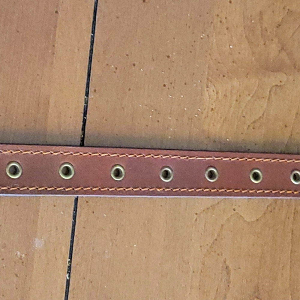 Brown Leather Belt with Gold Eyelets